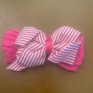 Pink striped headband bow